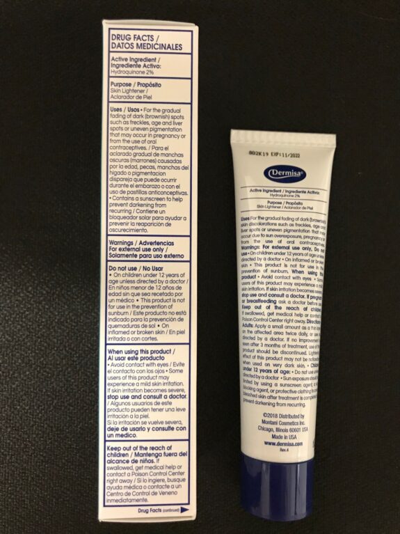 Dermisa Hydroquinone skin lightening cream.