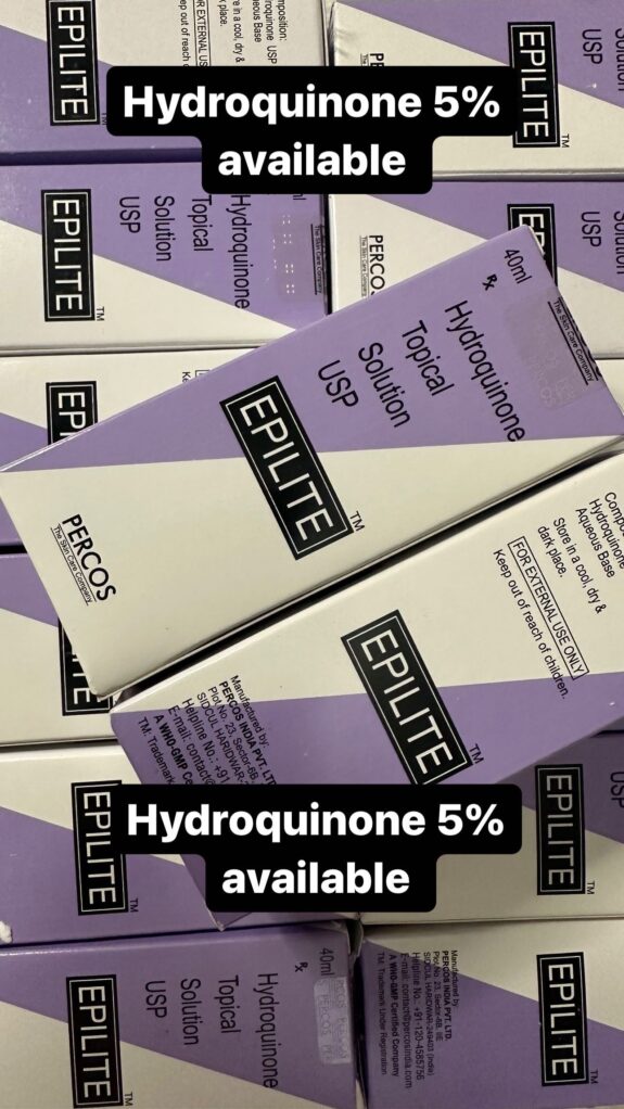Hydroquinone topical solution bottle.