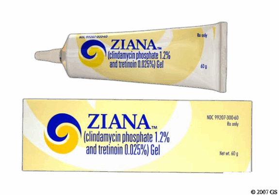 Ziana Gel acne treatment, over-the-counter medication.