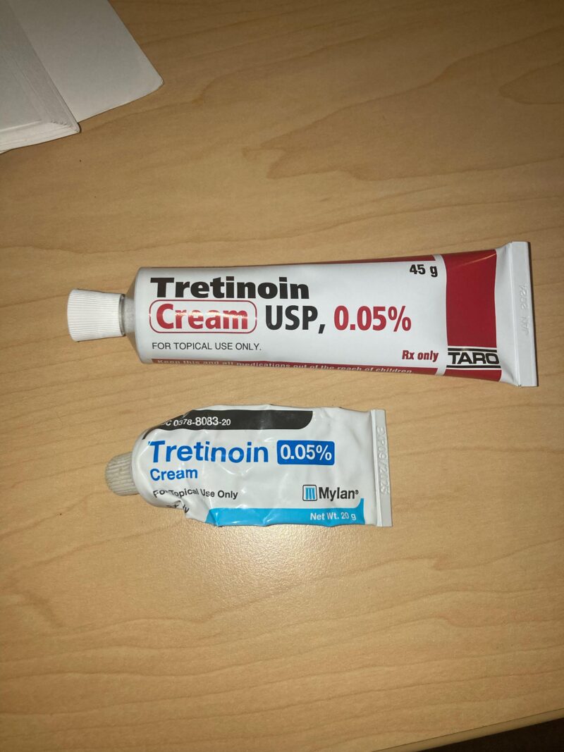 Tretinoin 0.05% cream tube.