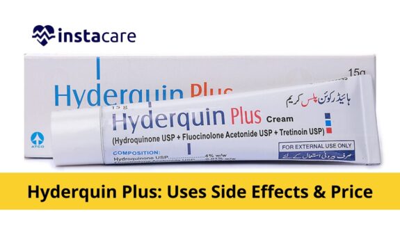 Hyderquin Plus Uses: Product image showing package and key benefits.