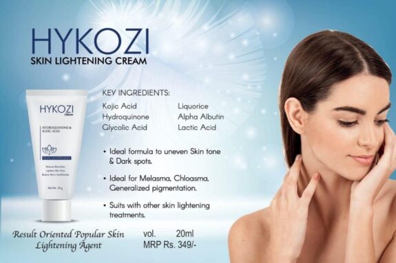 Kojic Acid, Glycolic Acid & Hydroquinone skin lightening serum.