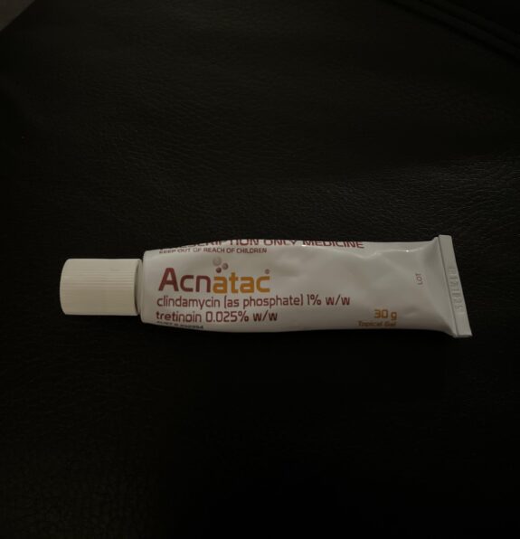 Acnatac Clindamycin Phosphate Tretinoin topical acne treatment.