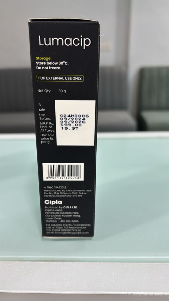 Lumacip Cream, price shown.