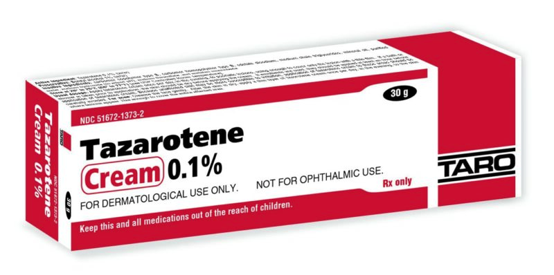 Tazarotene cream tube.